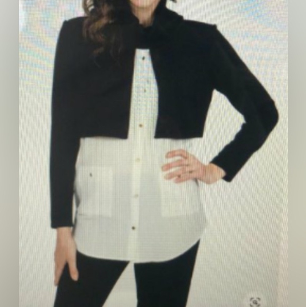 Scapa Lauren Perre Black/White Long Sleeve Turtleneck Button Front Tunic…